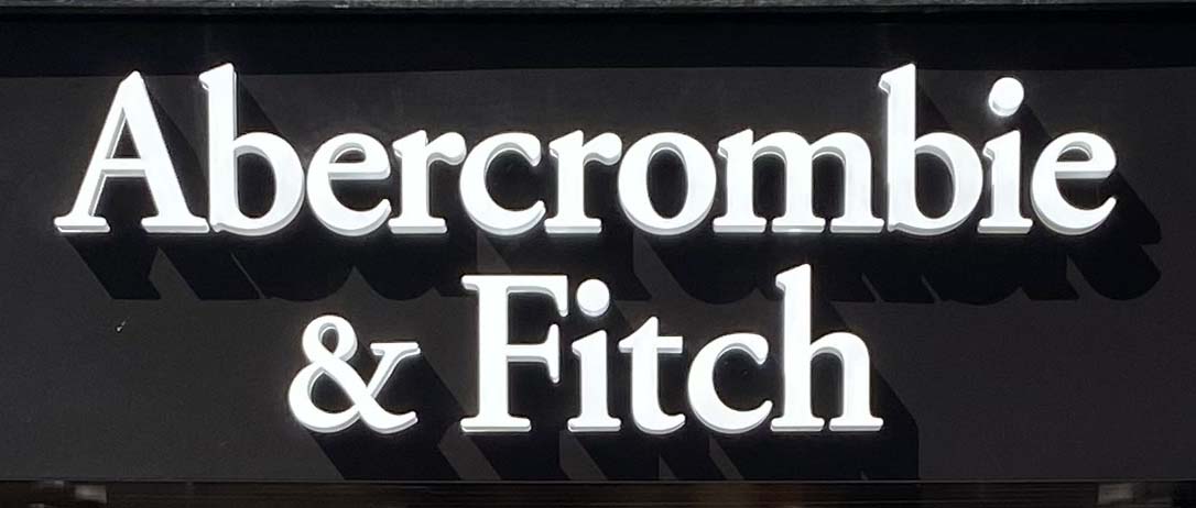 Sign at Abercrombie and Fitch shop on Carnaby Street in London