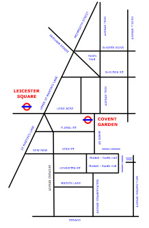 Simple area map of shopping streets in London's Covent Garden