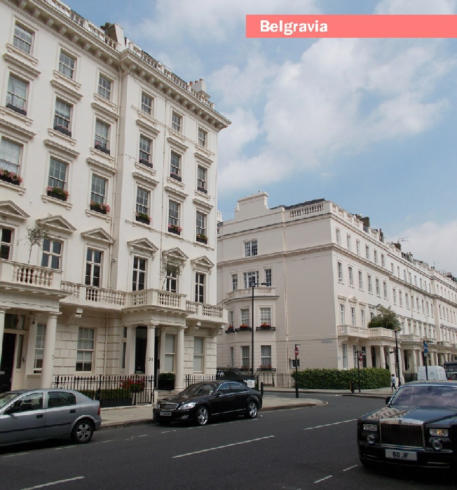 Typical street in the Belgravia district of London
