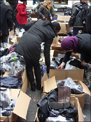 Assorted shoes and clothes in Petticoat Lane Market