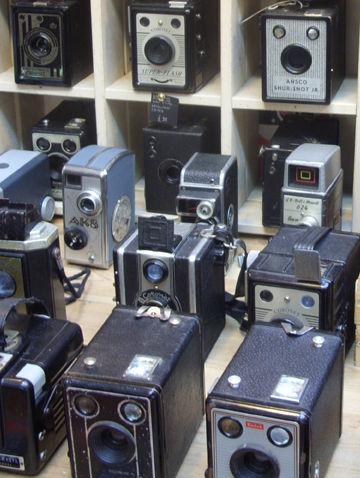 Vintage camera stall at London's Camden market