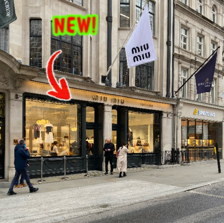 Miu Miu shop on New Bond Street in London