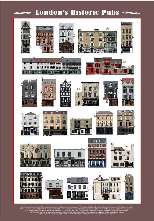 Poster of London's famous historic pubs