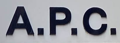 Sign at A.P.C. shop on Floral Street in London's Covent Garden