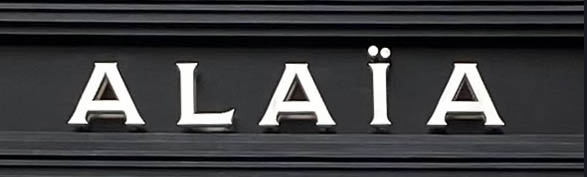 Sign at Alaia store on New Bond Street