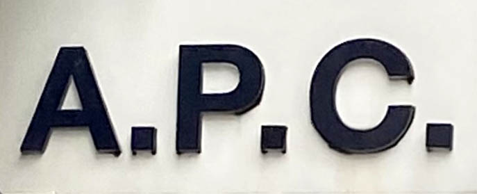 Sign at A.P.C. shop on Ledbury Road in Notting Hill