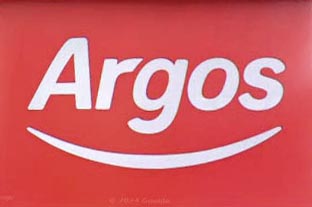 Sign at Argos shop on Tottenham Court Road in London