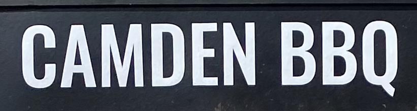 Sign at Camden BBQ restaurant on Chalk Farm Road in Camden, London