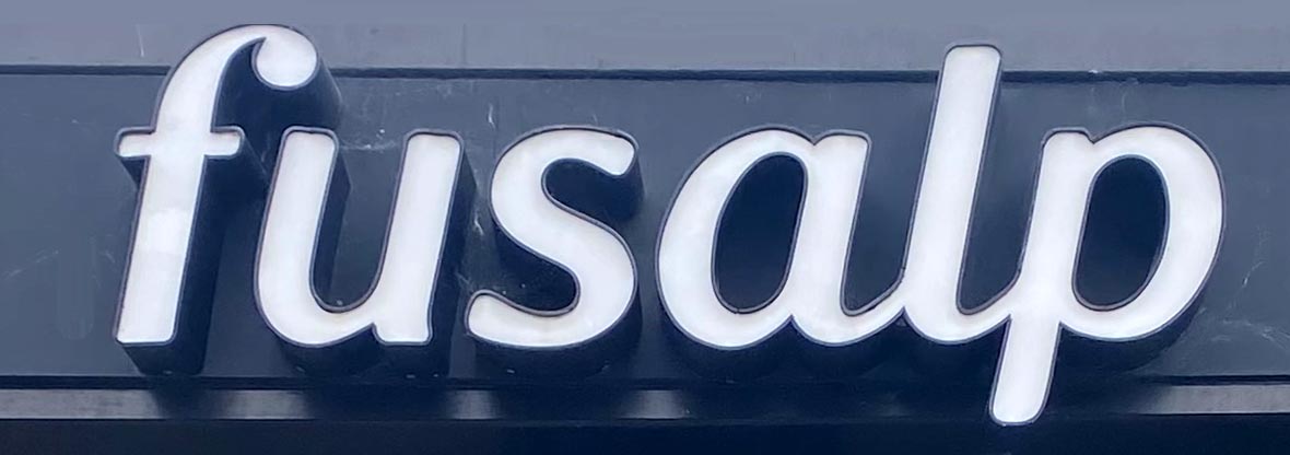 Sign at Fusalp shop on Draycott Avenue in London