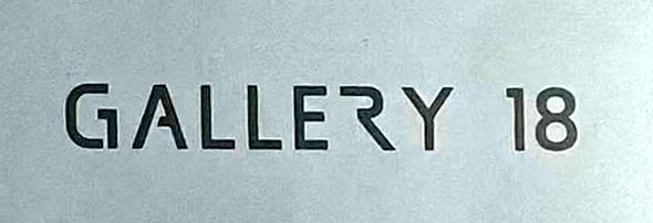 Sign at Gallery18 shoe shop on Motcomb Street in London's Knightsbridge