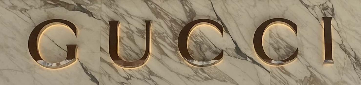 Sign at Gucci shop on Sloane Street in London's Knightsbridge