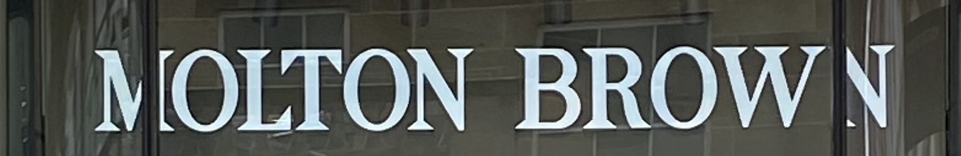 Sign at Molton Brown shop in London's Covent Garden