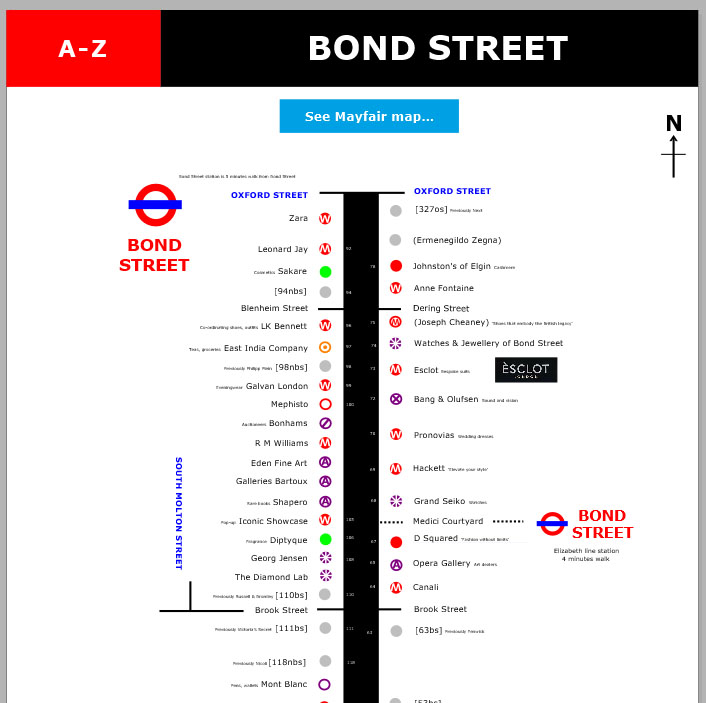 Shops galleries and jewellers on London's Bond Street