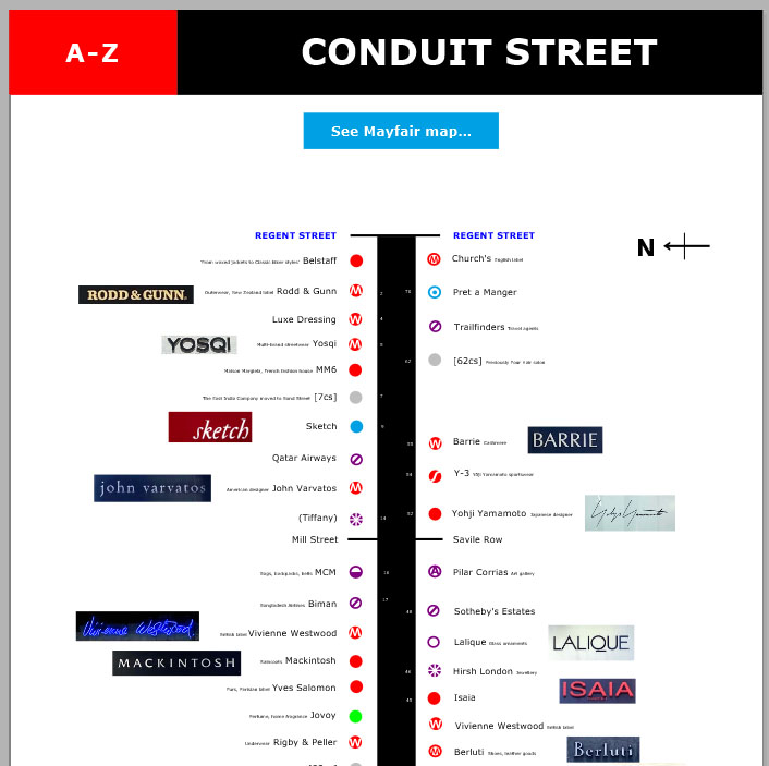 Shops and restaurants on London's Conduit Street