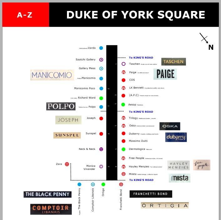 Shops and restaurants on Duke of York Square in Chelsea