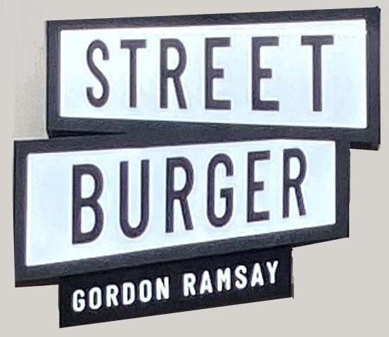 Sign at Street Burger restaurant on Maiden Lane in Covent Garden