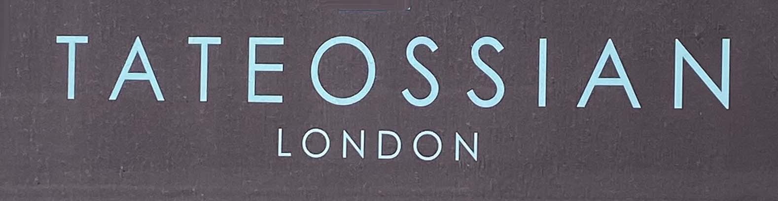 Sign at Tateossian jewellery shop on Conduit Street in London's Mayfair