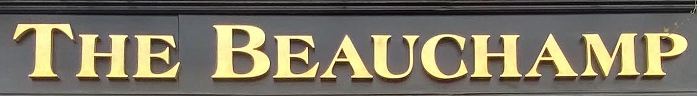 Sign at The Beauchamp pub on Beauchamp Place in Knightsbridge, London