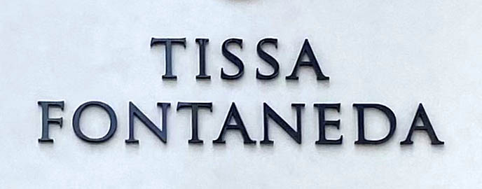 Sign at Tissa Fontenada shop on Motcomb Street in London