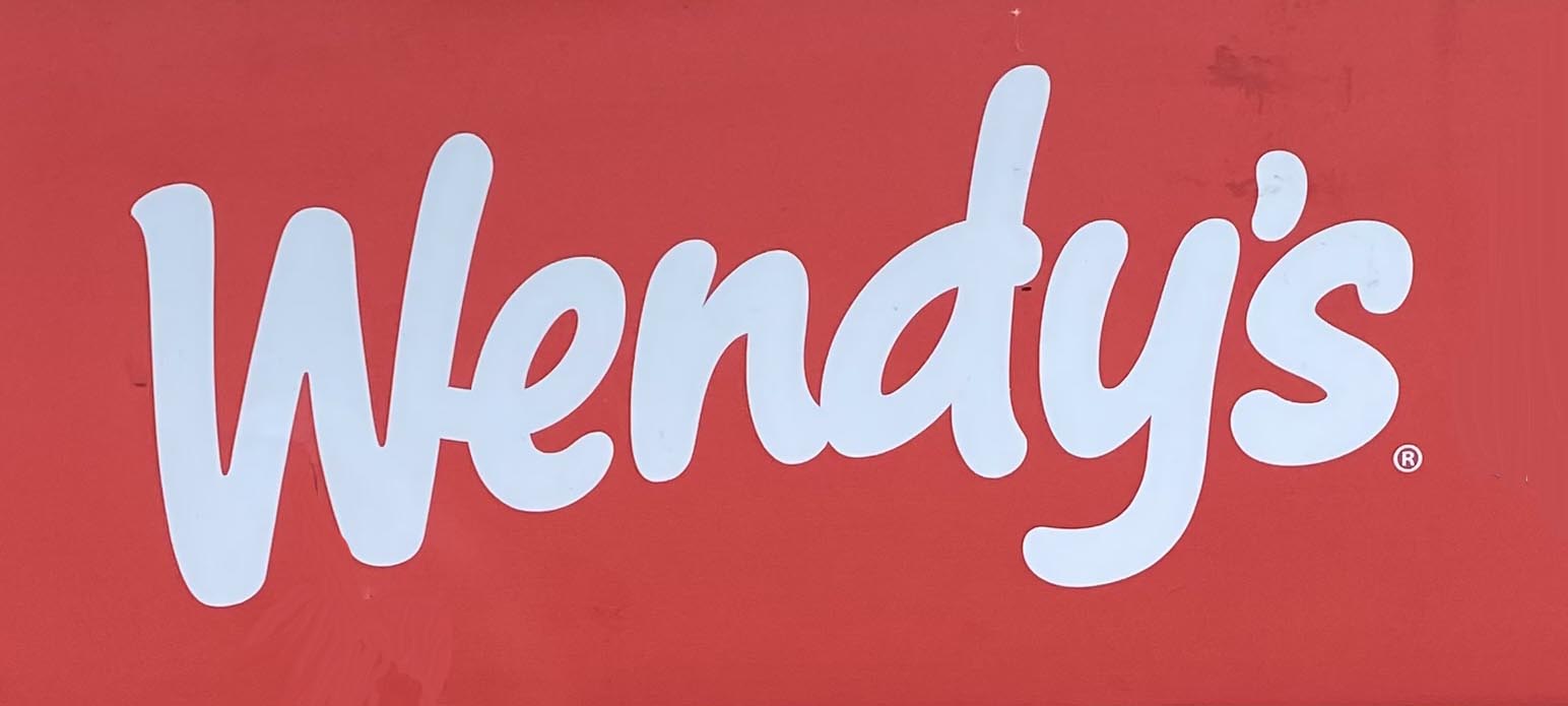 Sign at Wendy's burger restaurant near Camden Town station, London