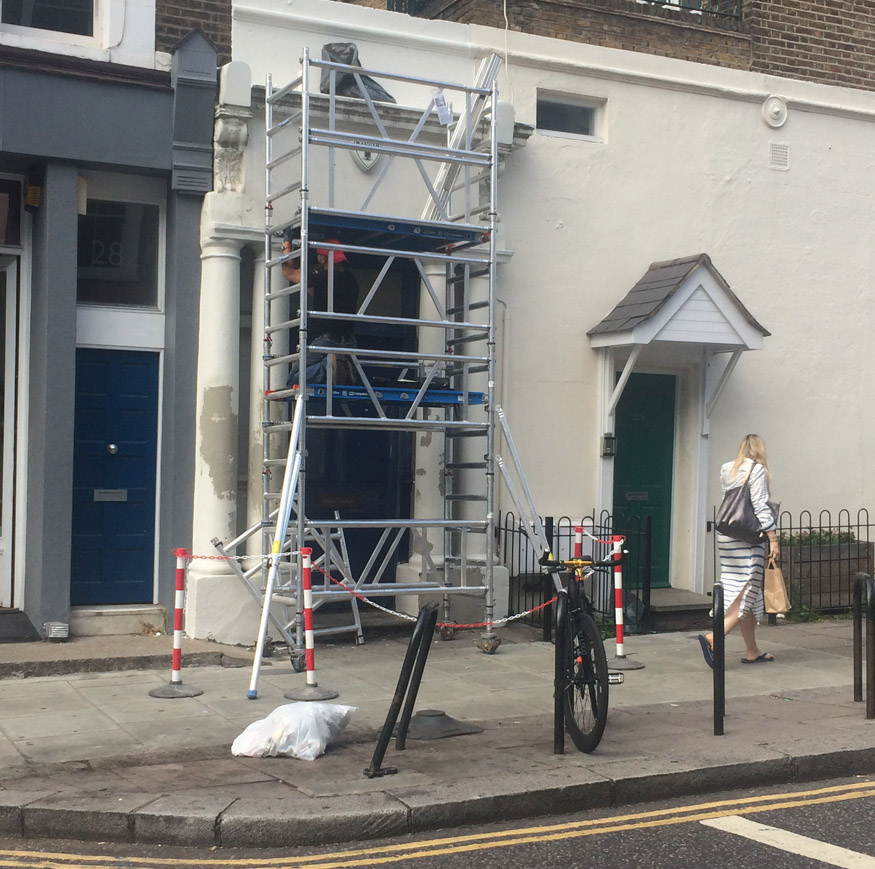 Famous Notting Hill blue door off London's Portobello Road