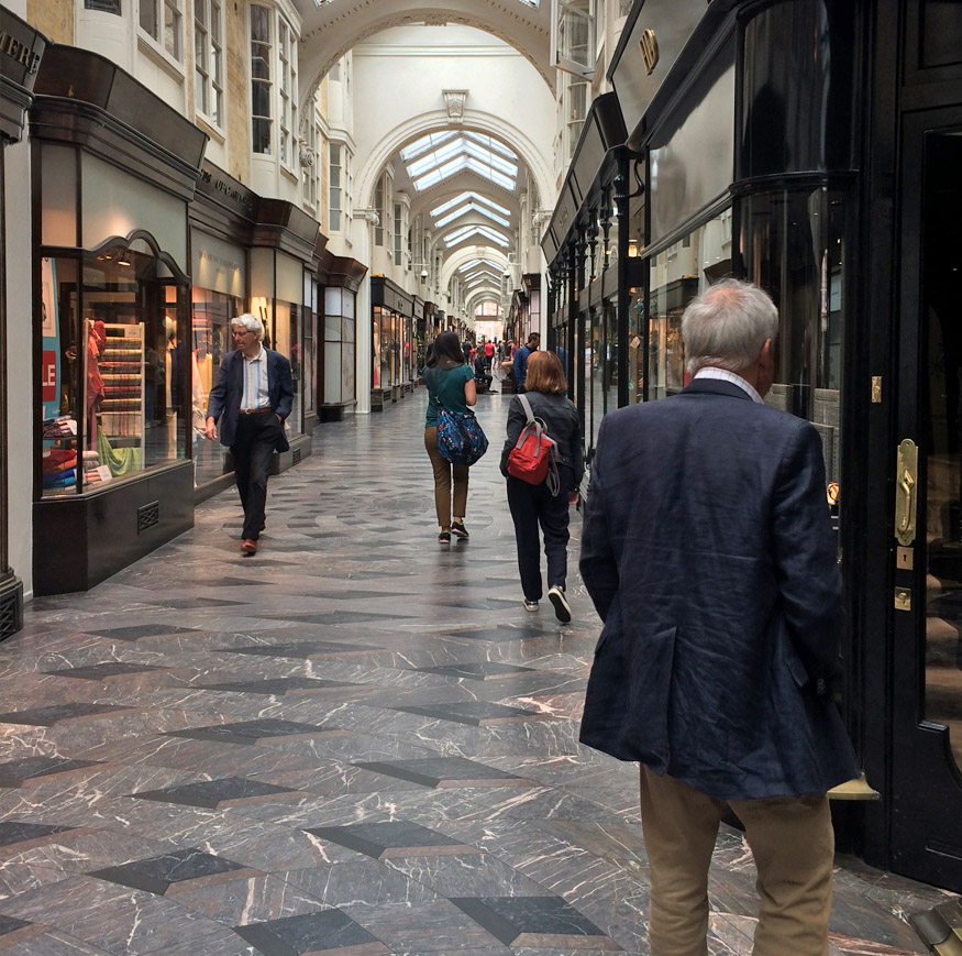 Elegant shops on Burlington Arcade in London's Mayfair