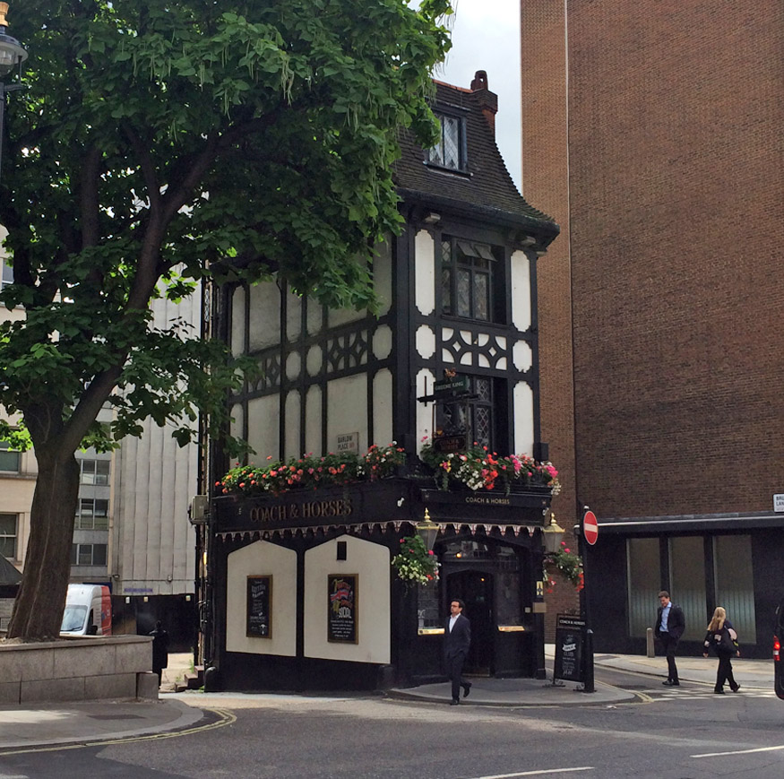 Coach and Horses pub on Bruton Street near Bond Street,  in London's Mayfair