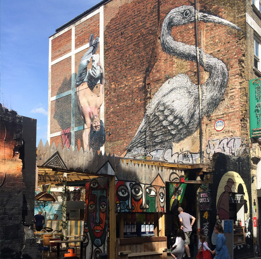 Heron street artwork near Brick Lane in East London