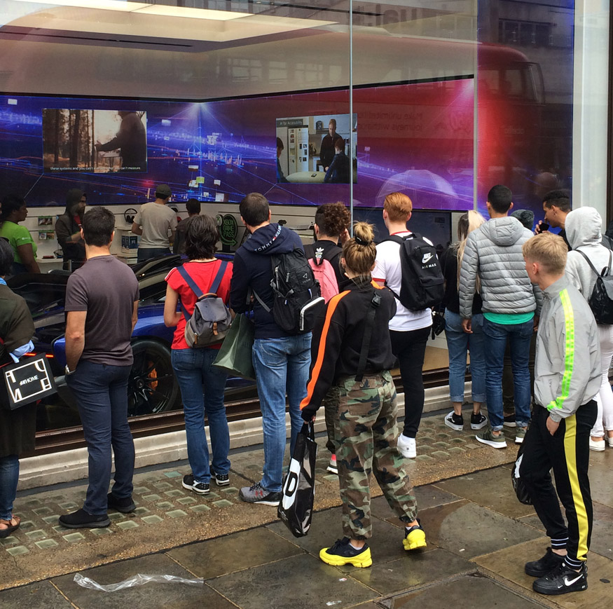 Shoppers outside the Microsoft Store at London's Oxford Circus