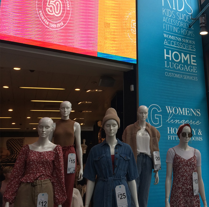 Entrance display at Primark fashion store on London's Oxford Street