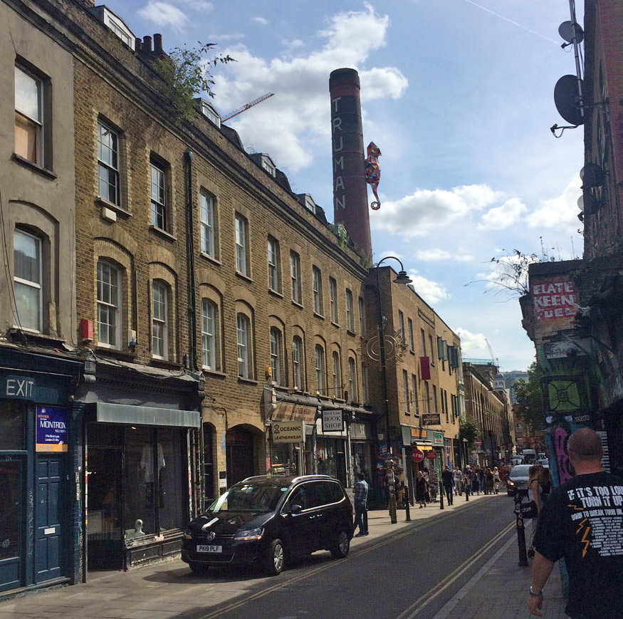 Shops on Brick Lane in London's Spitalfields