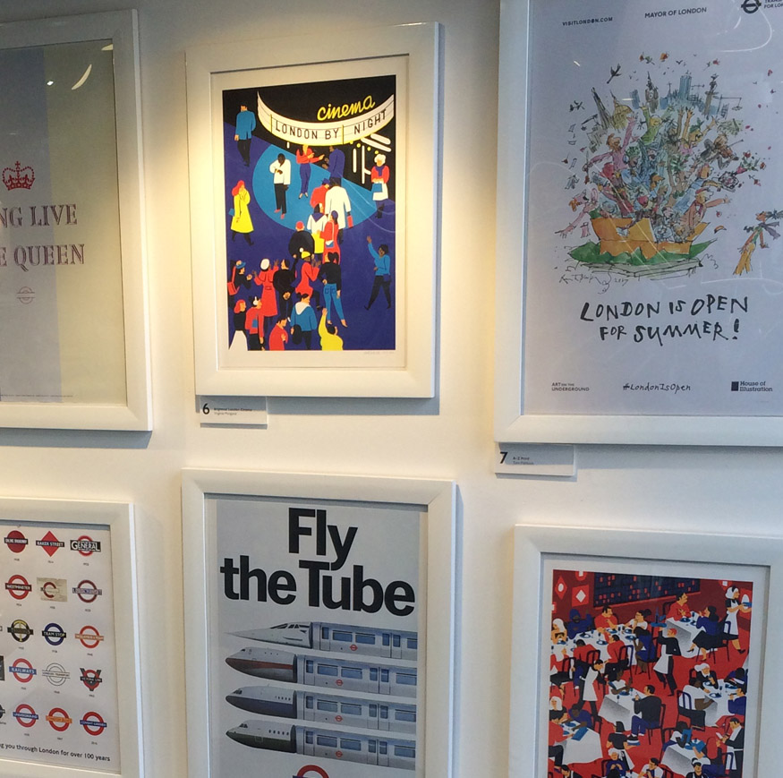 London Transport posters displayed at the London Transport gift shop