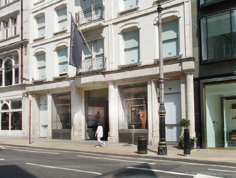 Emporio Armani fashion shop on New Bond Street in London s Mayfair