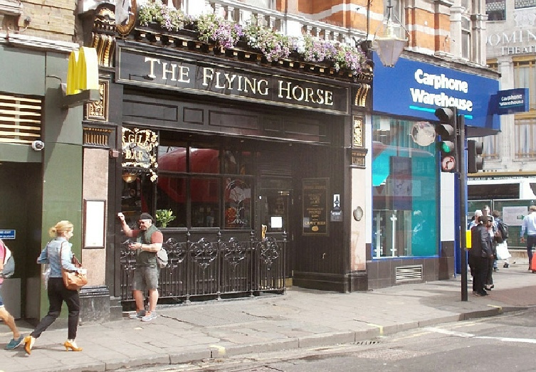 The Flying Horse pub on Oxford Street, near Tottenham Court Road