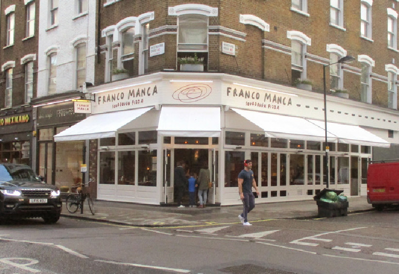 Franco Manca pizzeria on Westbourne Grove in Bayswater