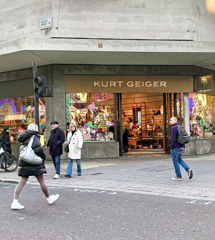 Kurt Geiger shoe shop on London's Oxford Street