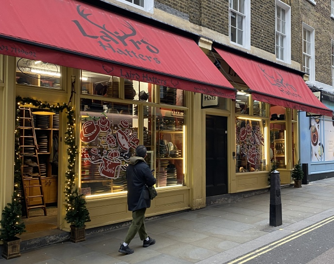 Laird hat shop on New Row in London’s Covent Garden