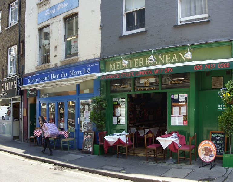 Mediterranean restaurant on Berwick Street in Soho