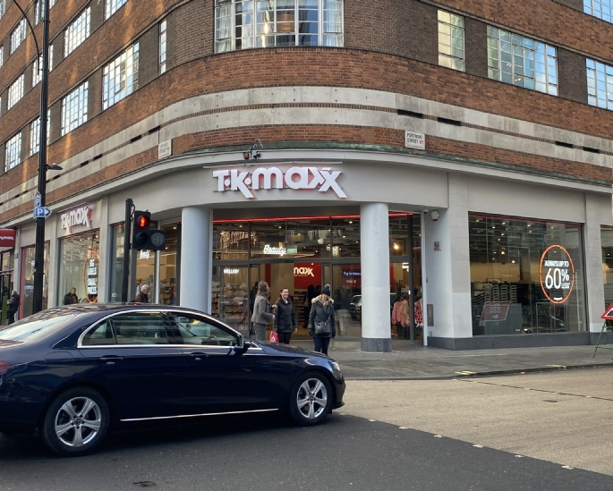 TK Maxx clothing store on Oxford Street near Marble Arch