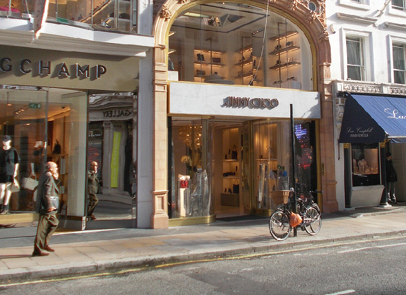 Jimmy Choo shoe shop on New Bond Street in London’s Mayfair