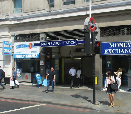 Marble Arch station exit on Northside of Oxford Street
